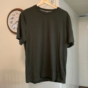 Ibex wool T-shirt in dark olive